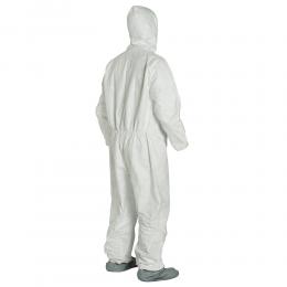 杜邦™ Tyvek® 400 連體服 配合呼吸器式連帽附帶防滑靴套防護(hù)服腰部松緊帶車縫白色