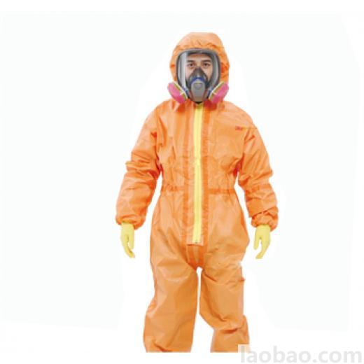 3M 4690橙色高級(jí)帶帽連體防化服，XXL