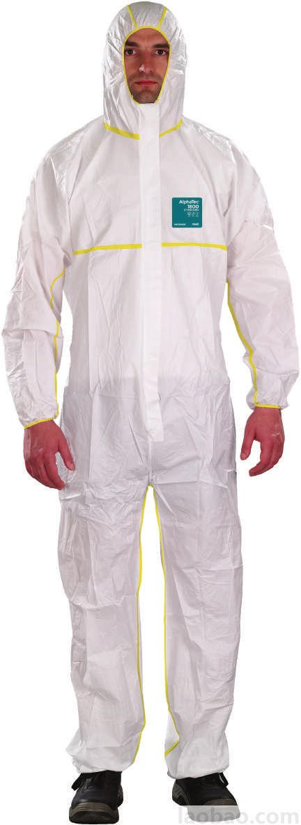 Ansell安思爾防護(hù)服AlphaTec1800標(biāo)準(zhǔn)型對低風(fēng)險(xiǎn)液體噴霧和細(xì)小顆粒有阻隔效果防護(hù)服輕盈透氣