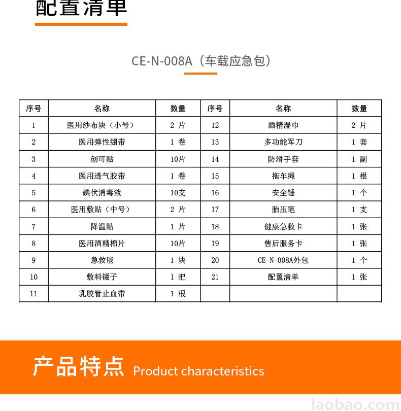 CROR（科洛）車載應(yīng)急包420D滌綸牛津面料包含6大類24種急救用品CE-N-008A