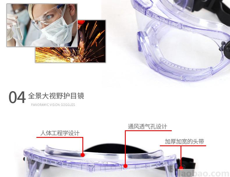 霍尼韋爾Honeywell護(hù)目鏡防霧防風(fēng)防化防沖擊騎行男女彈性頭帶透明鏡片 