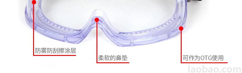 霍尼韋爾Honeywell護(hù)目鏡防霧防風(fēng)防化防沖擊騎行男女彈性頭帶透明鏡片 